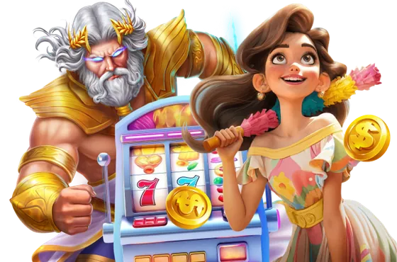 Slot machine and coins illustration
